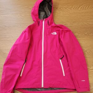 The North Face Hyvent Jacket Womens Large Neon Pink Vented Full Zip Rain Coat